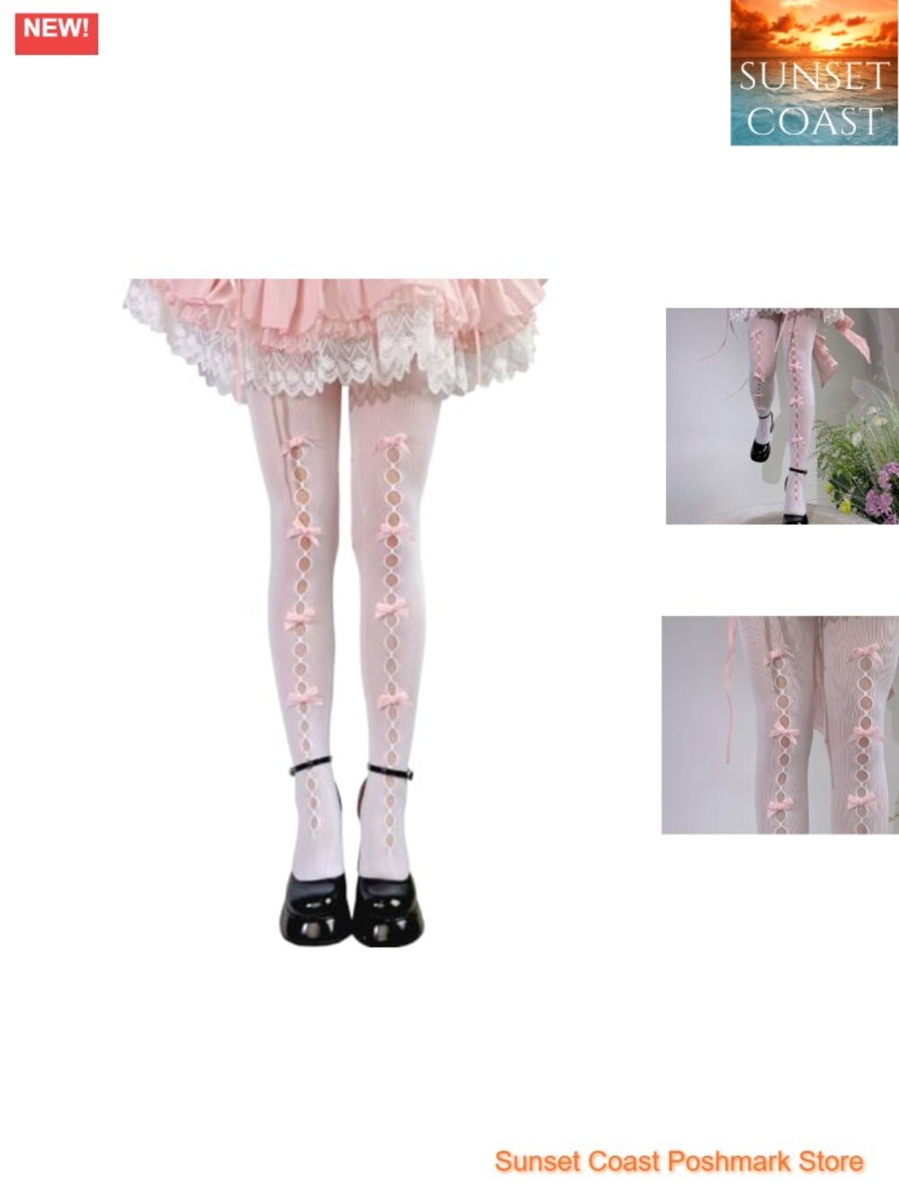 Fishnet Tights with Bows Lolita Gothic 80s 90s Pantyhose Nylon Spandex